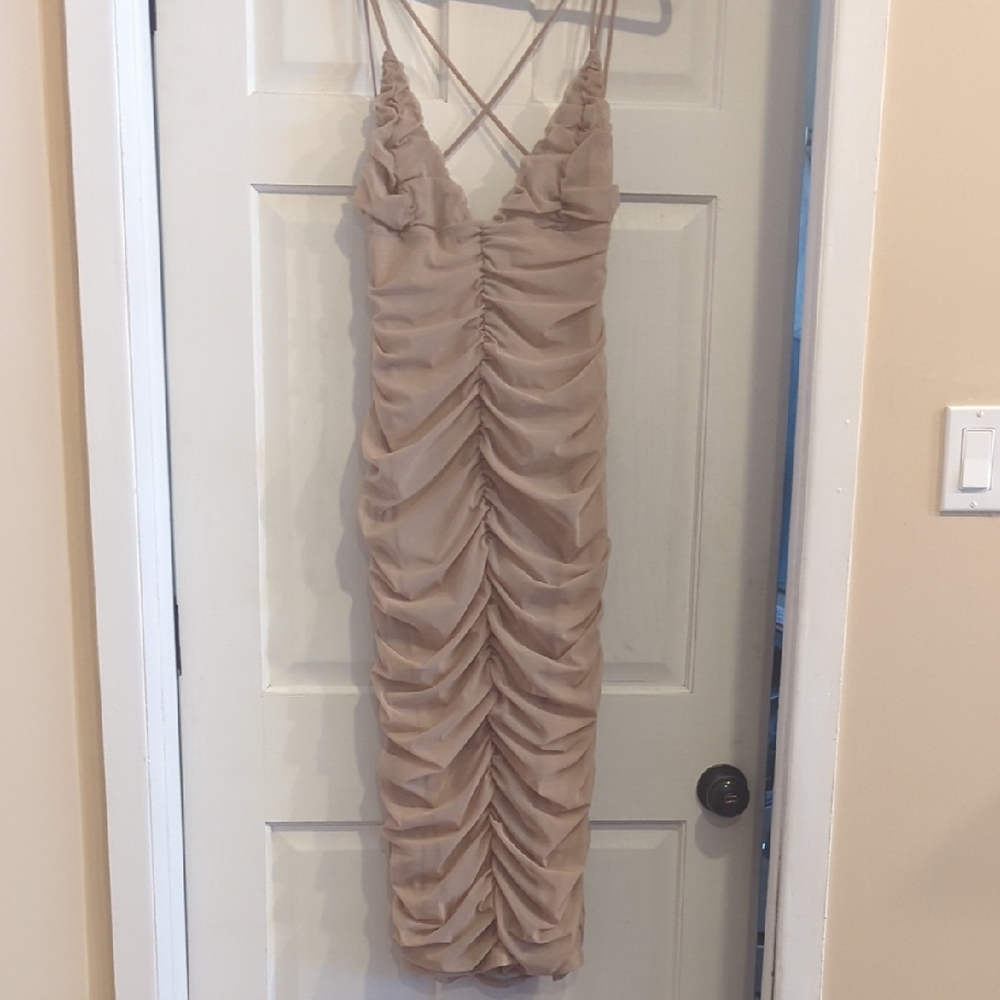 Slip Diana Backless Ruched CGown By REVOLVE Backless Ruched Cr Size XL